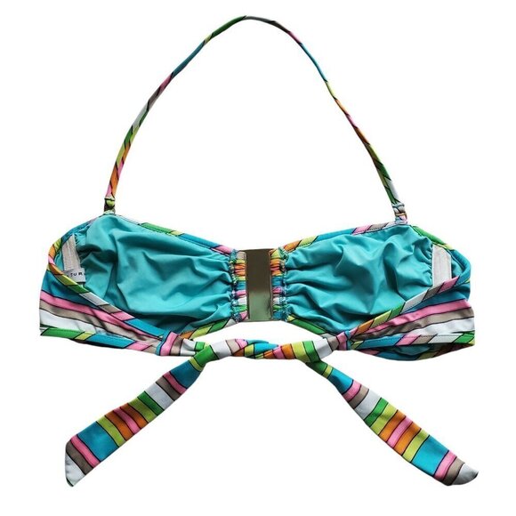 Trina Turk Bright Multi Color Rainbow Removable Strap Bandeau Bikini Top Size 10 - Picture 6 of 14